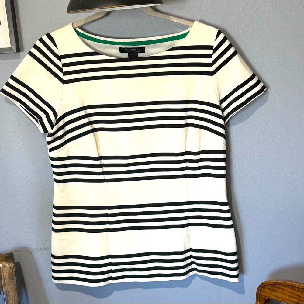 White House Black Market Striped Fitted Top - Size 8